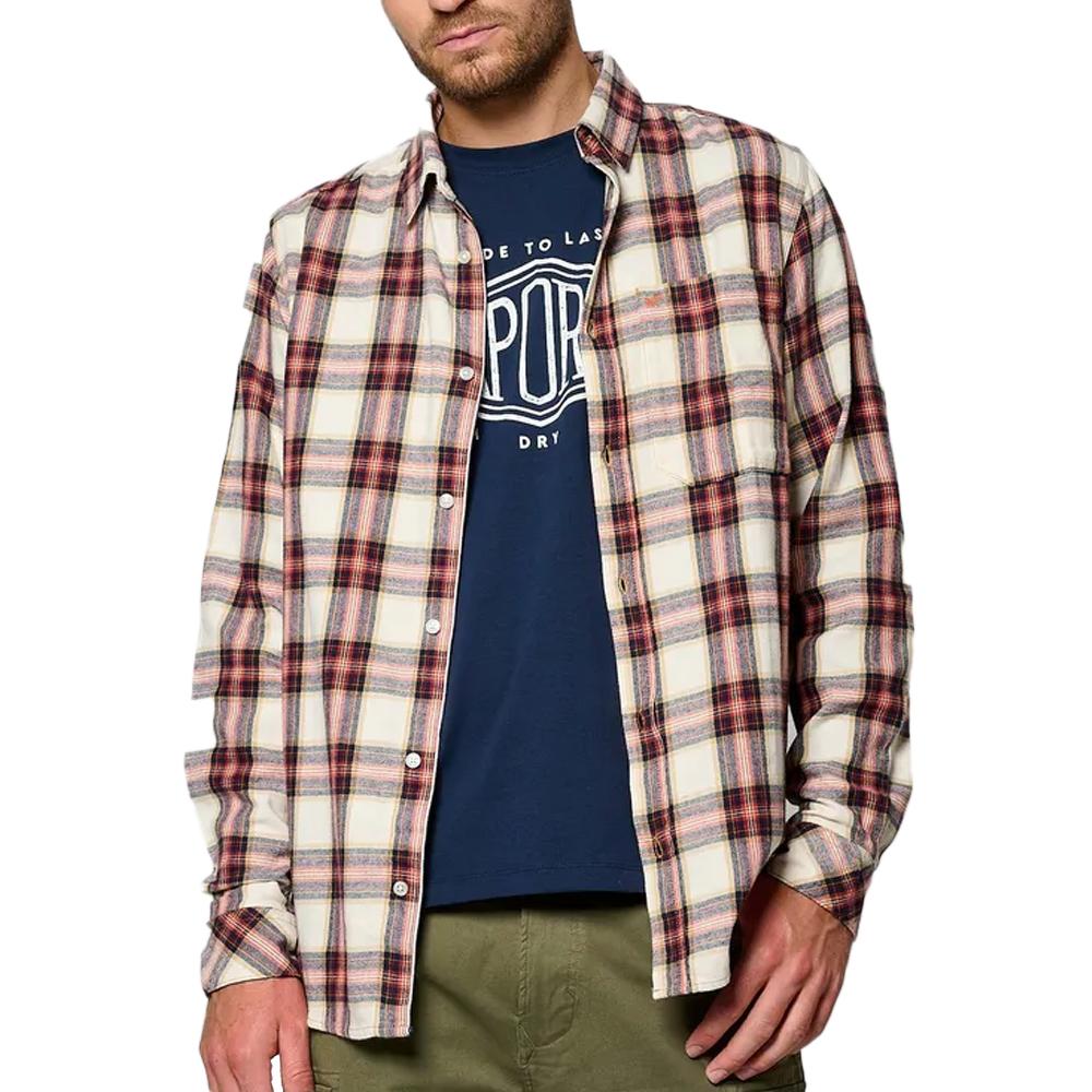 Chemise Manches Longues Beige/Rouge Homme Kaporal KIRK pas cher