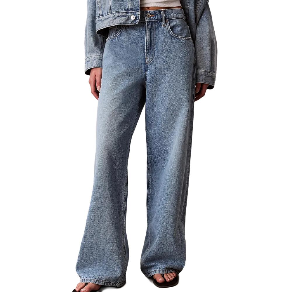 Jean Bleu Femme Calvin Klein Jeans Low Rise Baggyy pas cher