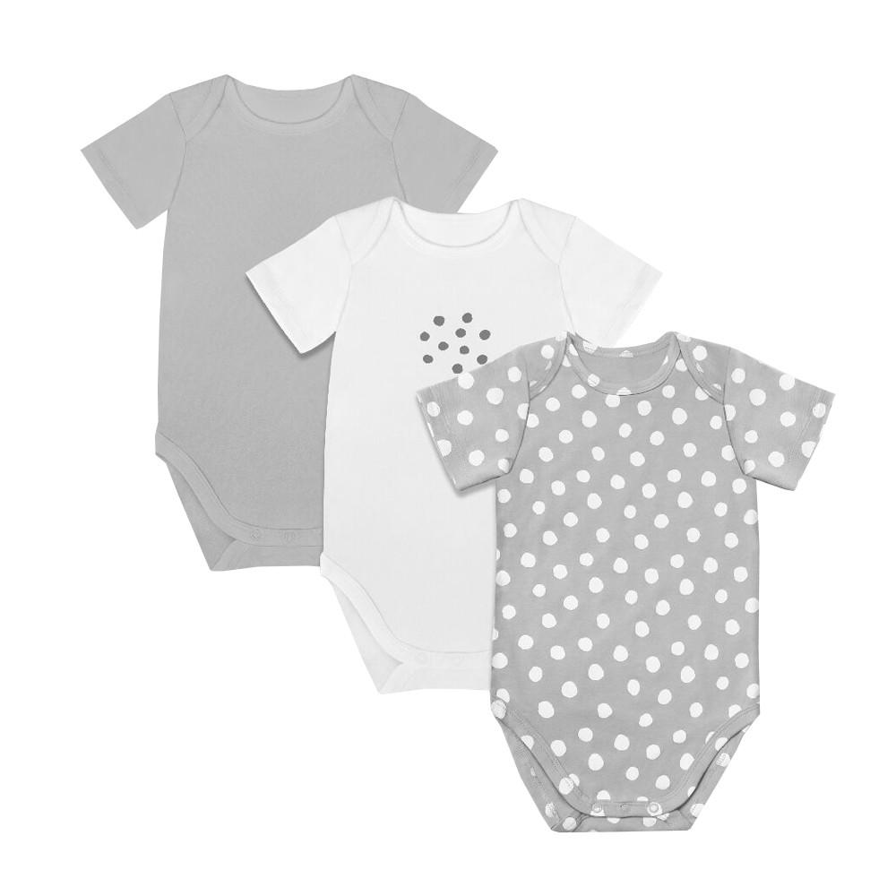 X3 Body Bébé Manches Courtes Gris Mixte DIM Pois pas cher