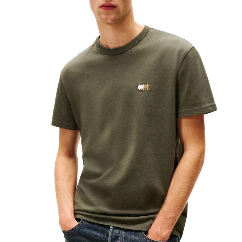 T-shirt Kaki Homme Tommy Jeans Reg Badge DM0DM20322 pas cher
