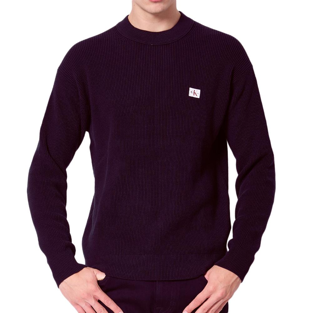 Pull Bordeaux Homme Calvin Klein Jeans Waffle pas cher