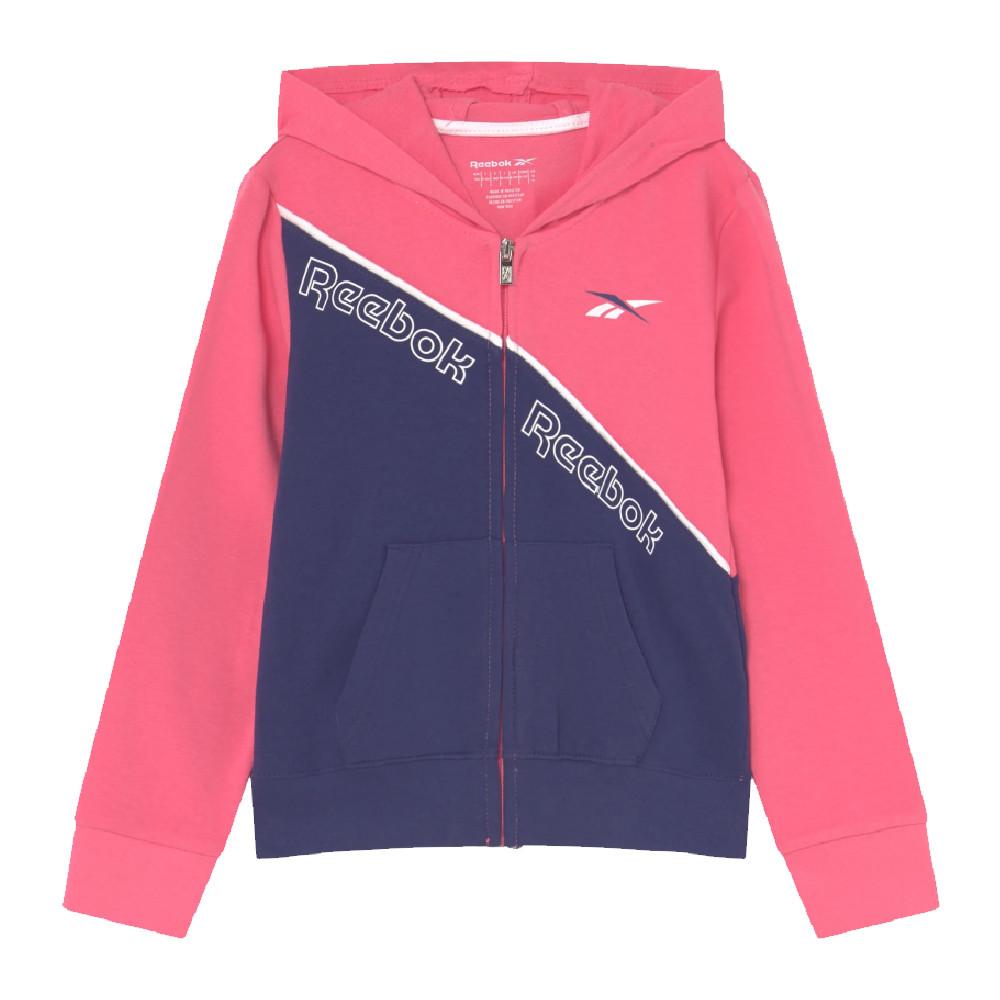 Sweat zippé Marine/Rose Fille Reebok Diagonal pas cher