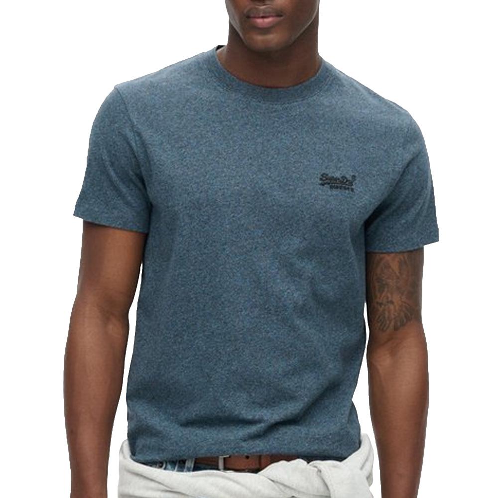 T-shirt Bleu Homme Superdry Vintage Logo pas cher