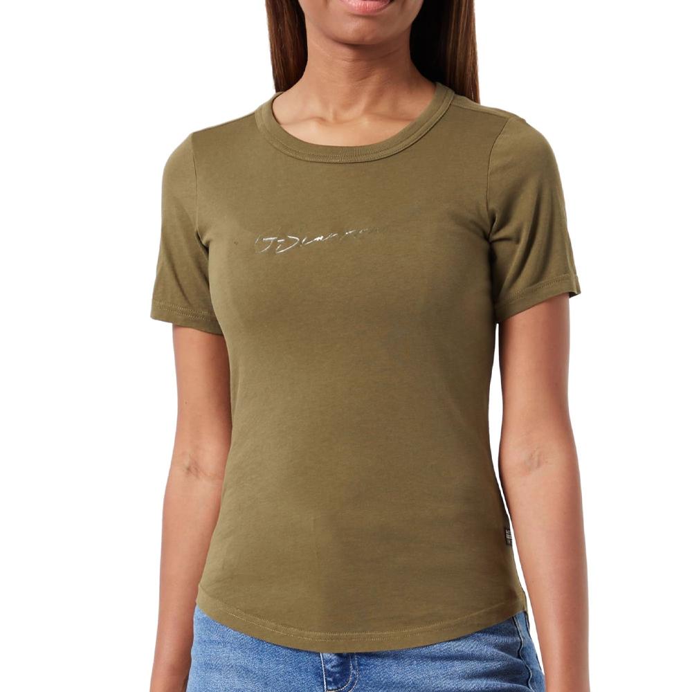 T-shirt Kaki Femme G-Star Raw Autograph pas cher