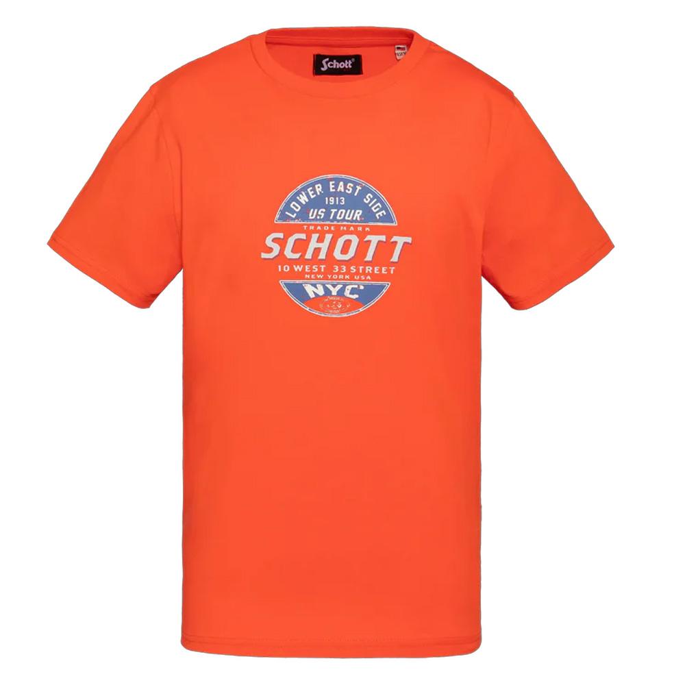 T-shirt Orange Garçon Schott USTOUR pas cher
