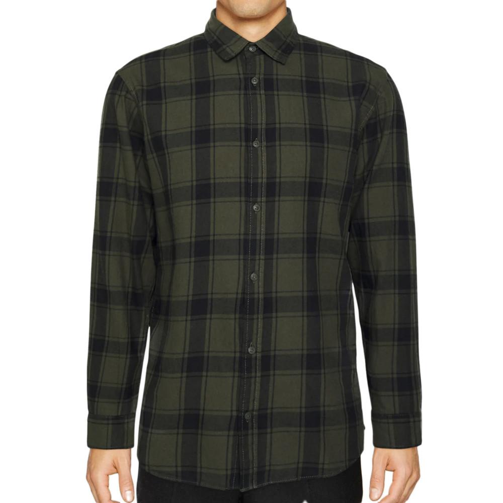 Chemise Noire/Kaki Homme Jack and Jones Chester pas cher