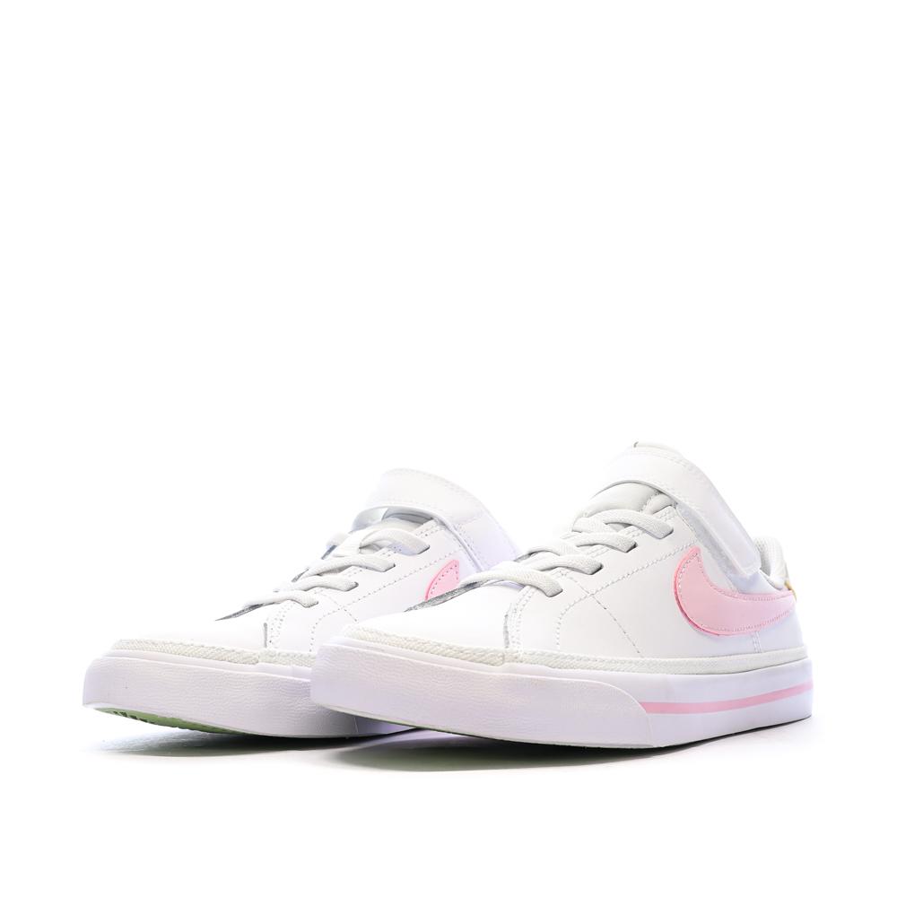 Baskets Blanche/Rose Fille Nike Court Legacy vue 6