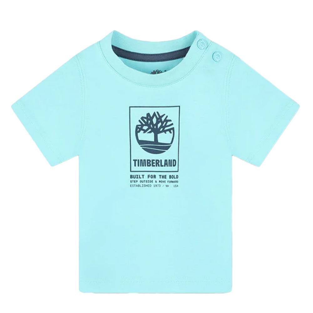 T-shirt Turquoise Bébé Timberland T60100 pas cher