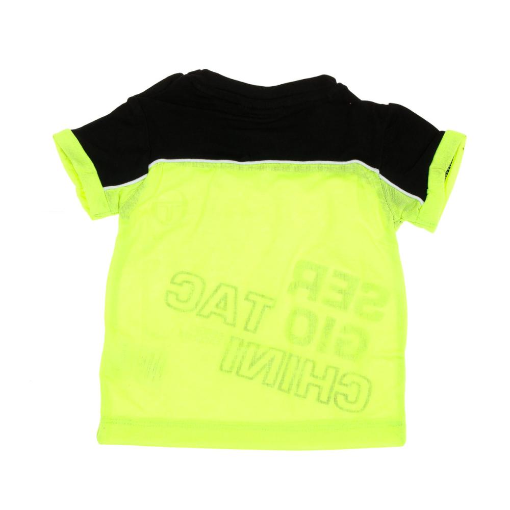 T-Shirt noir/jaune fluo garçon Sergio Tacchini Verde Fluo vue 2