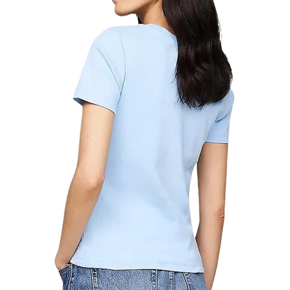 T-shirt Bleu Femme Tommy Hilfiger Slim Cody C-nk Ss vue 2