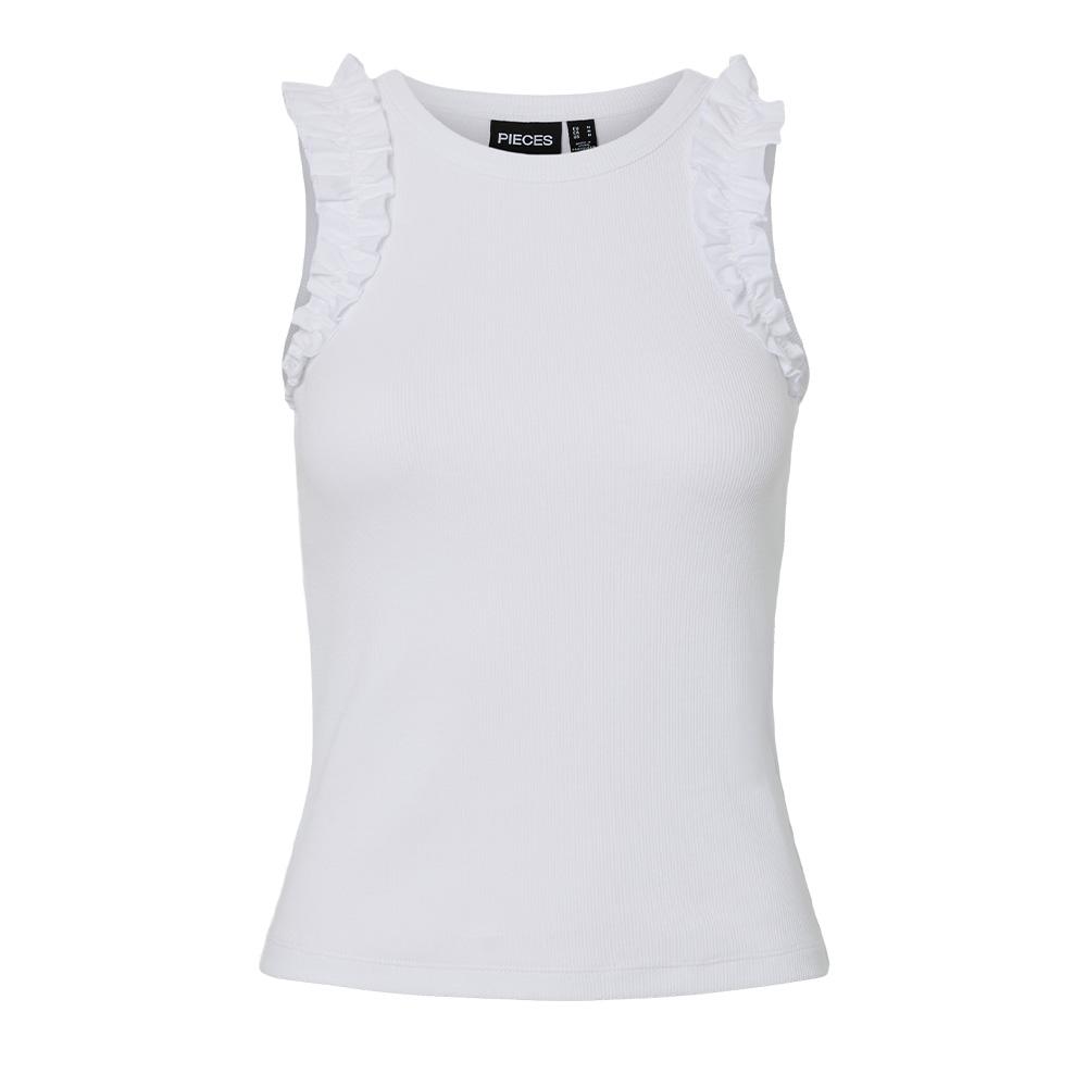 Camiseta de tirantes blanca de mujer Pieces Tubana barato