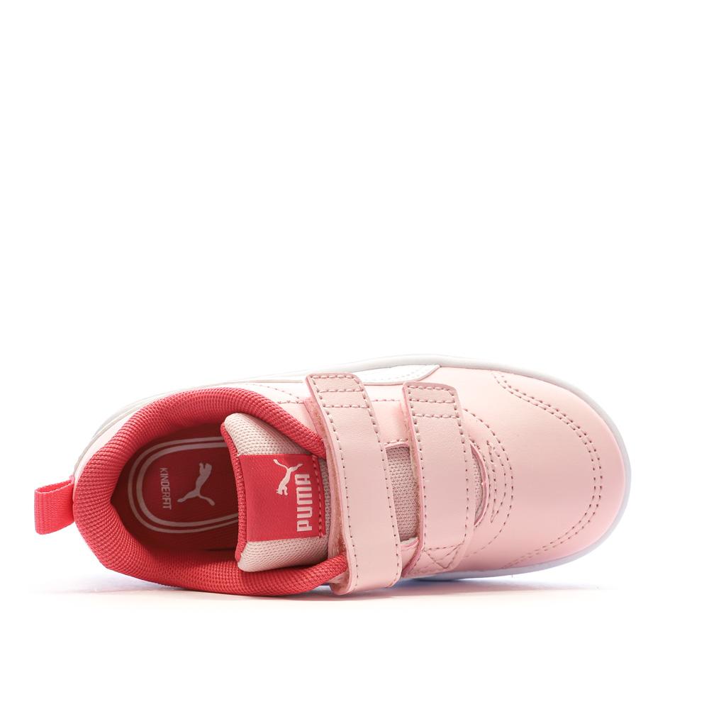 Baskets Roses/Blanches Fille Puma Courtflex V2 vue 4