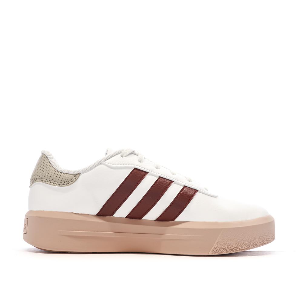 Baskets Beiges/Bordeaux Femme Adidas Court Platform vue 2