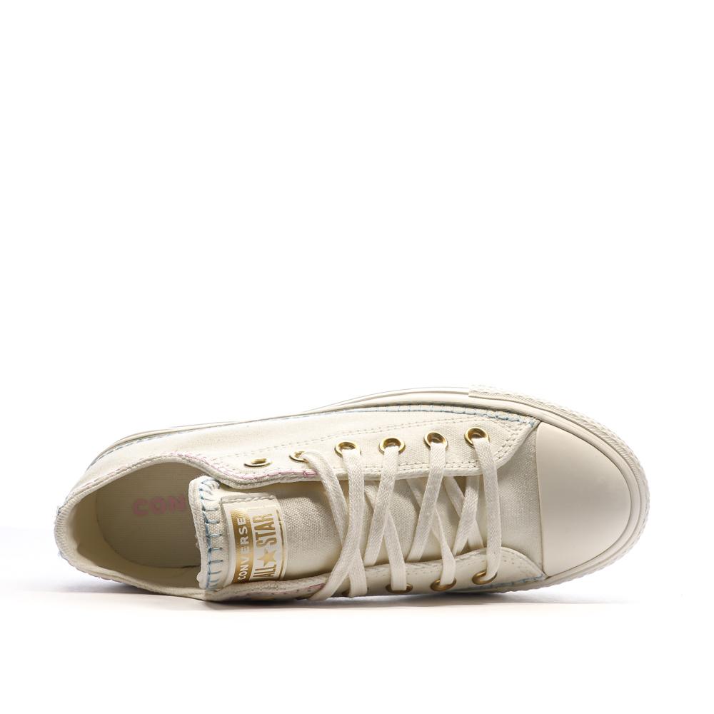Baskets Ecru Femme Converse Ct All Star Lift Platform Crafted Stitching vue 4