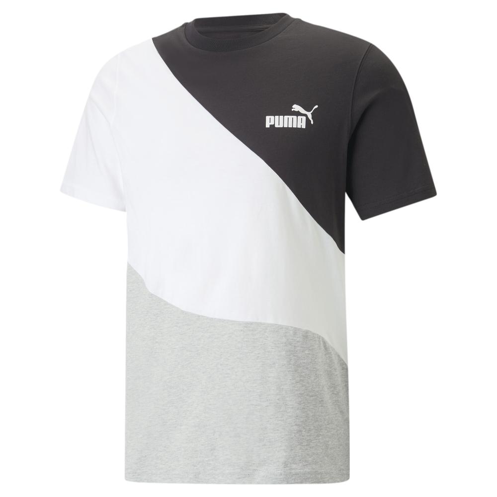 T-shirt Blanc/Noir/Gris Homme Puma Power Cat pas cher