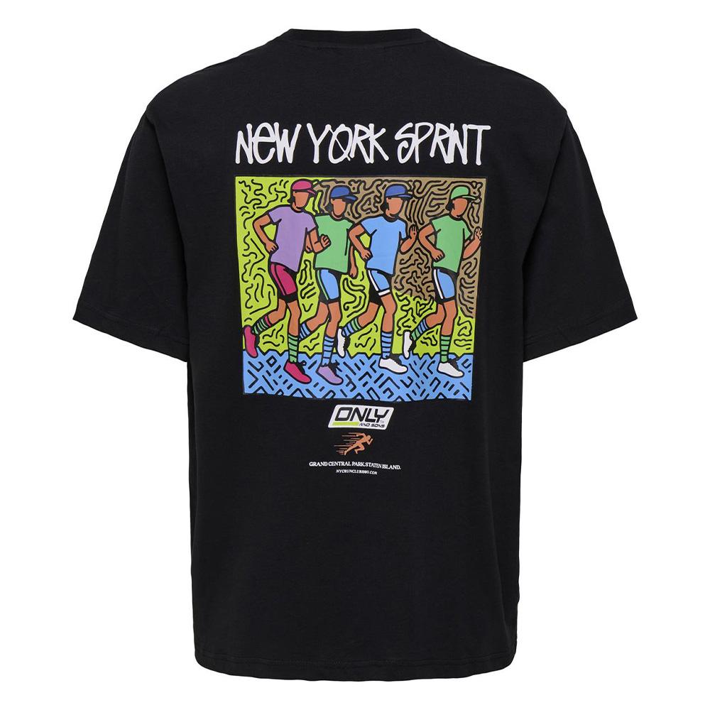 T-shirt Noir Homme Only & Sons print Logo Rlx vue 2