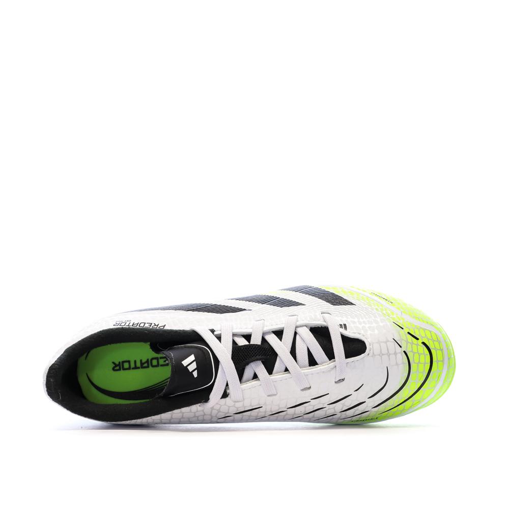 Zapatillas de fútbol blancas/negras/amarillas para niños Adidas Predator League MG ver 4