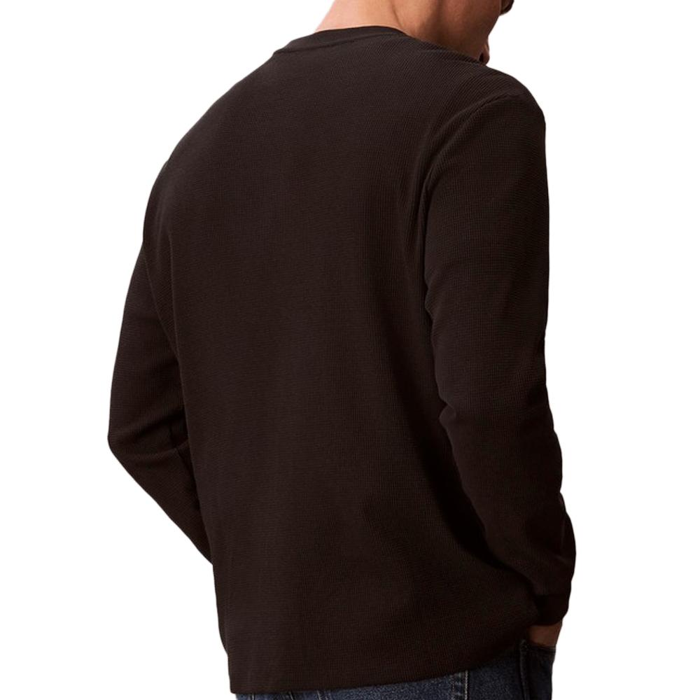 Sweat Noir Homme Calvin Klein Jeans Waffle Badge vue 2