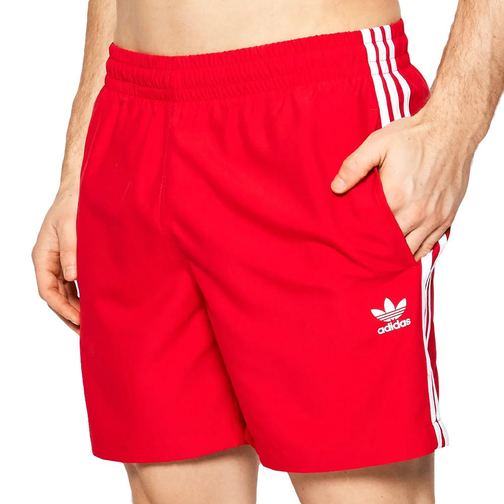 Short de bain Rouge Homme Adidas 3-stripes pas cher