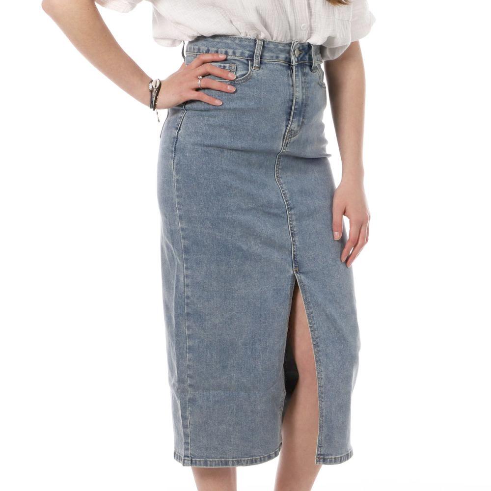 Jupe En Jean Bleu Délavé Femme Monday Premium 392 pas cher