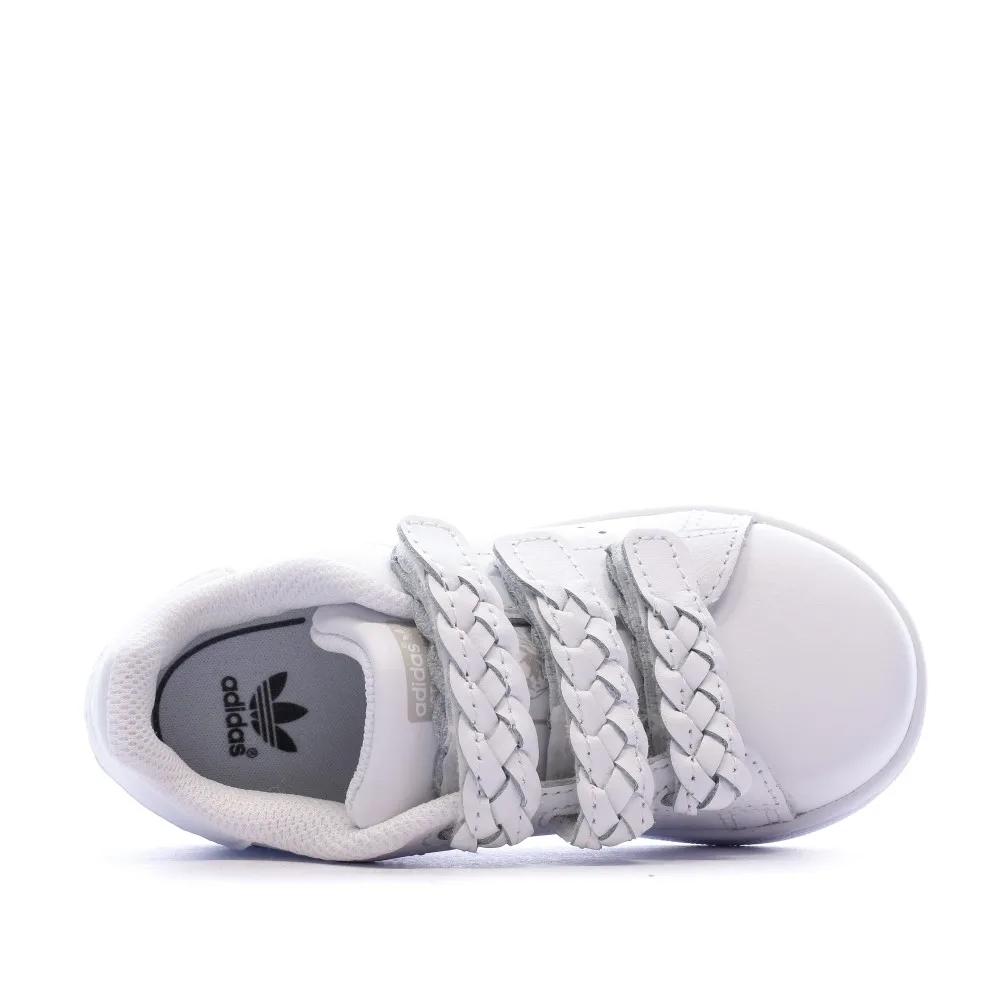 Basket Blanche Fille Adidas STAN SMITH CF I vue 4