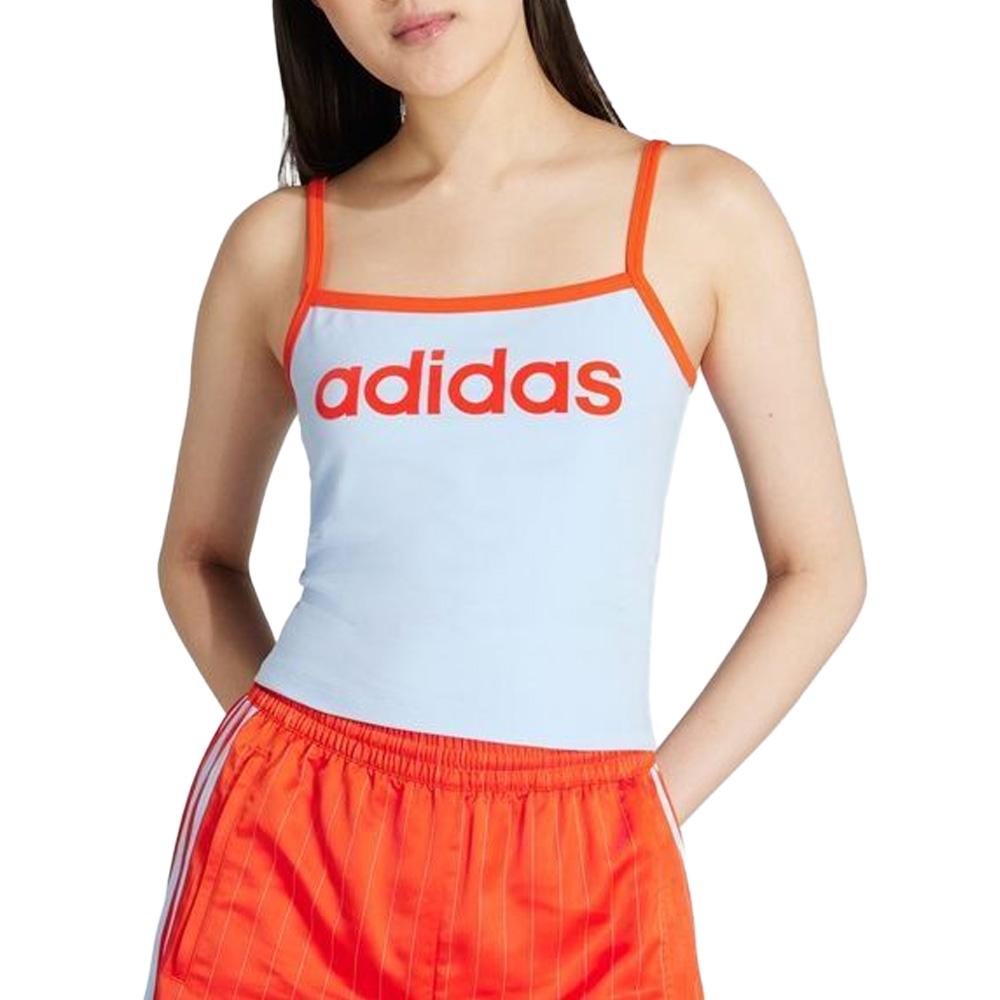 Camiseta sin mangas azul/naranja para mujer Adidas Tank barato