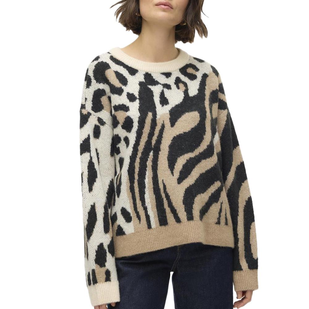 Pull Marron Imprimé Femme Vero Moda Kai pas cher