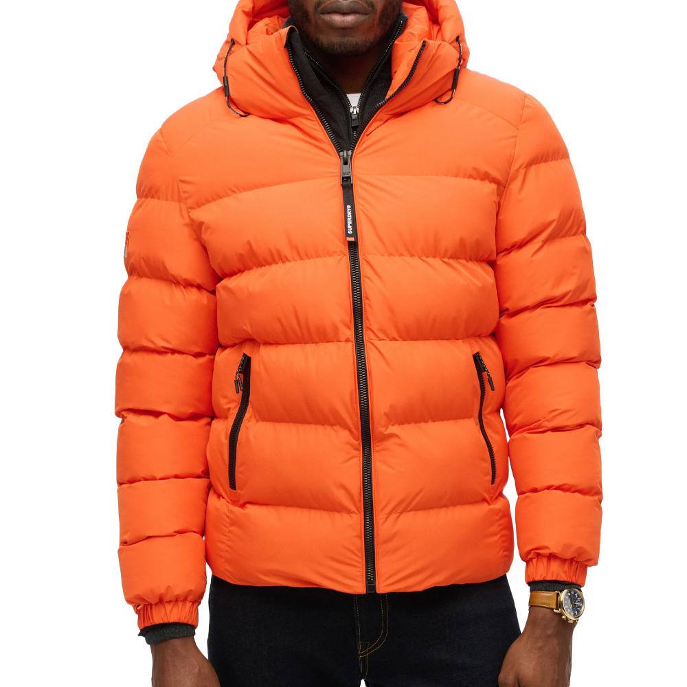 Chaqueta acolchada naranja con capucha para hombre de Superdry barato