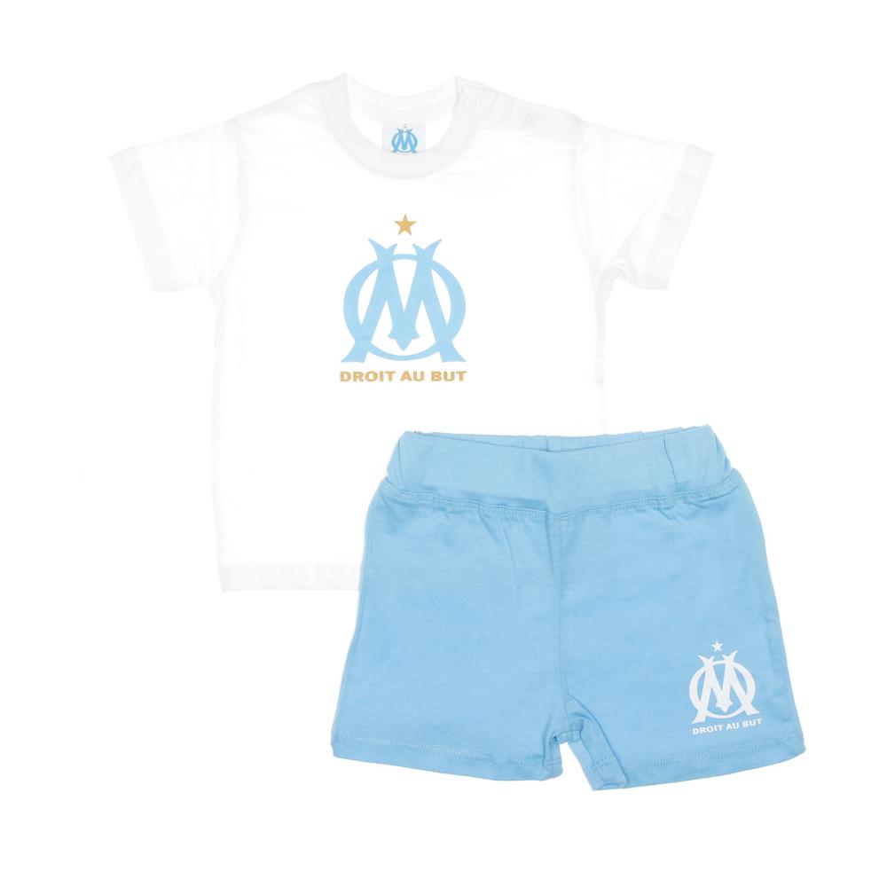 OM Ensemble Blanc/Bleu Bébé pas cher