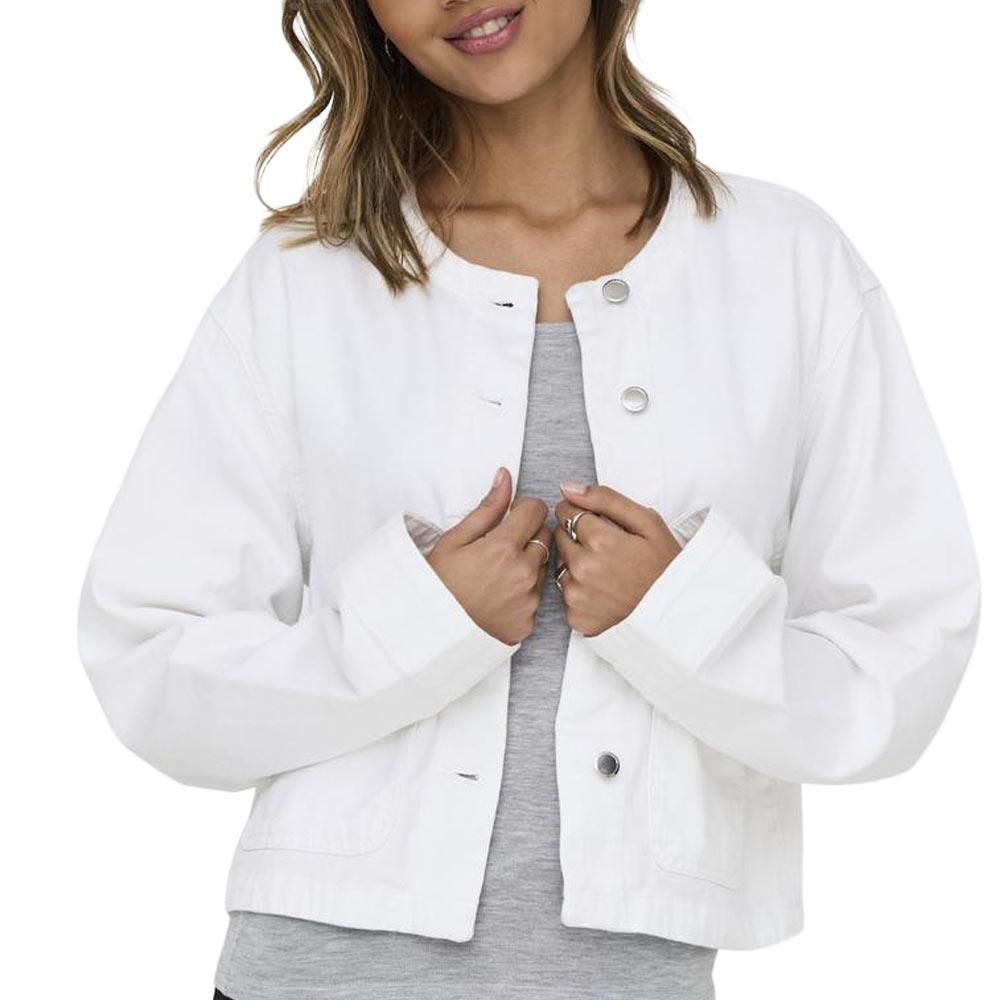 Veste en Jean Blanc Femme Only Palma pas cher
