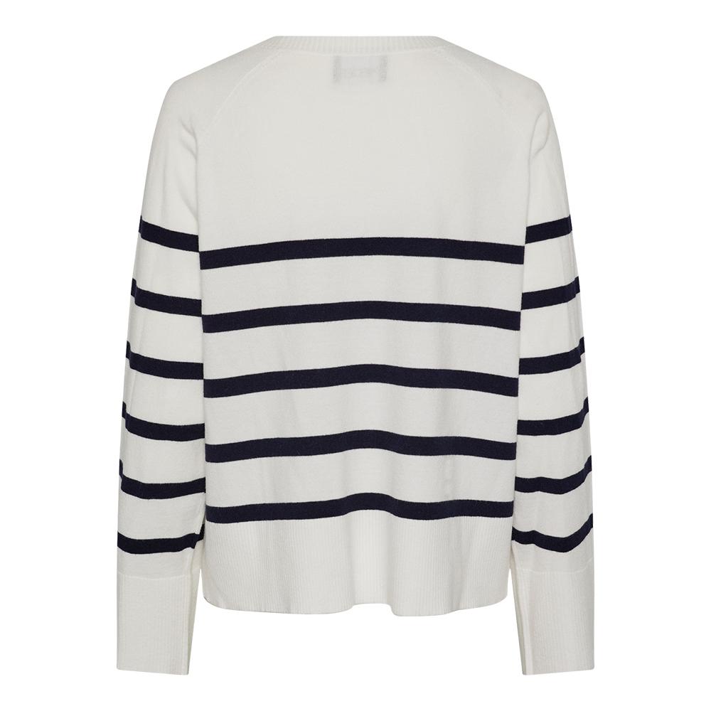 Pull Blanc/Bleu à rayures Femme Pieces Sia vue 2
