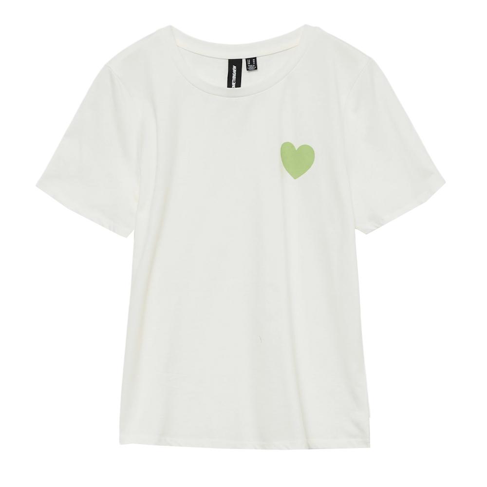 T-shirt Blanc/Vert Femme Vero Moda Julia pas cher