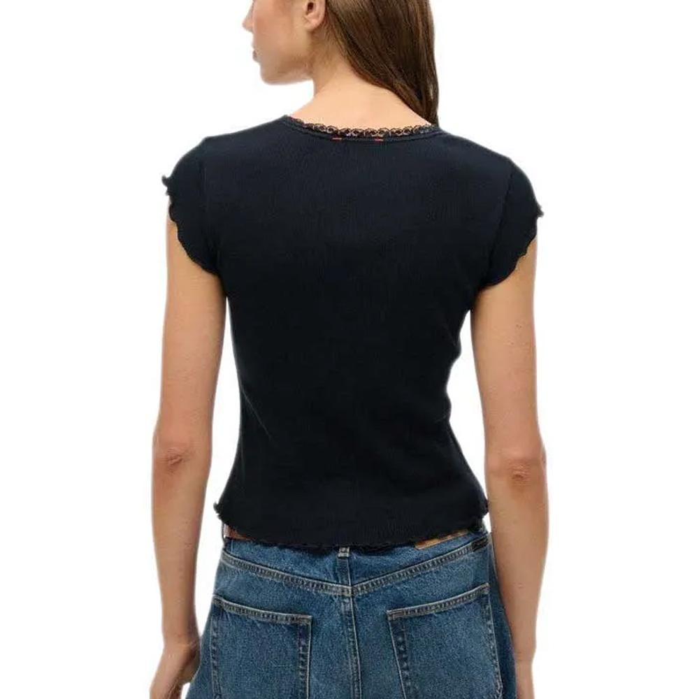 T-Shirt Noir Femme Superdry Essential Square vue 2