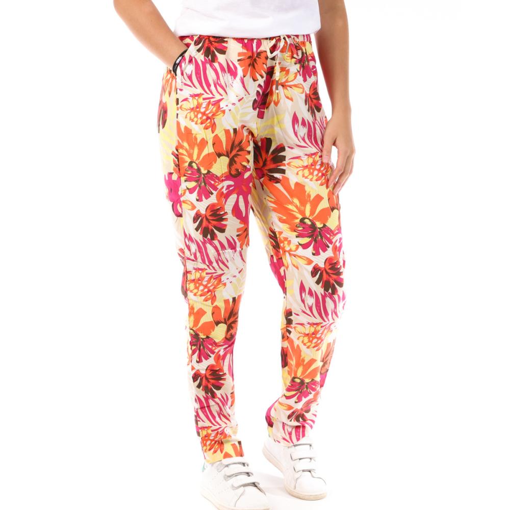 Pantalon Orange à fleurs Femme Only Nova Life pas cher