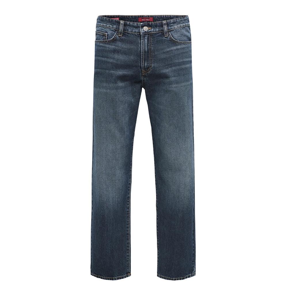 Dunkelblaue Straight-Fit-Jeans für Herren von Only & Sons Edge 2103 günstig