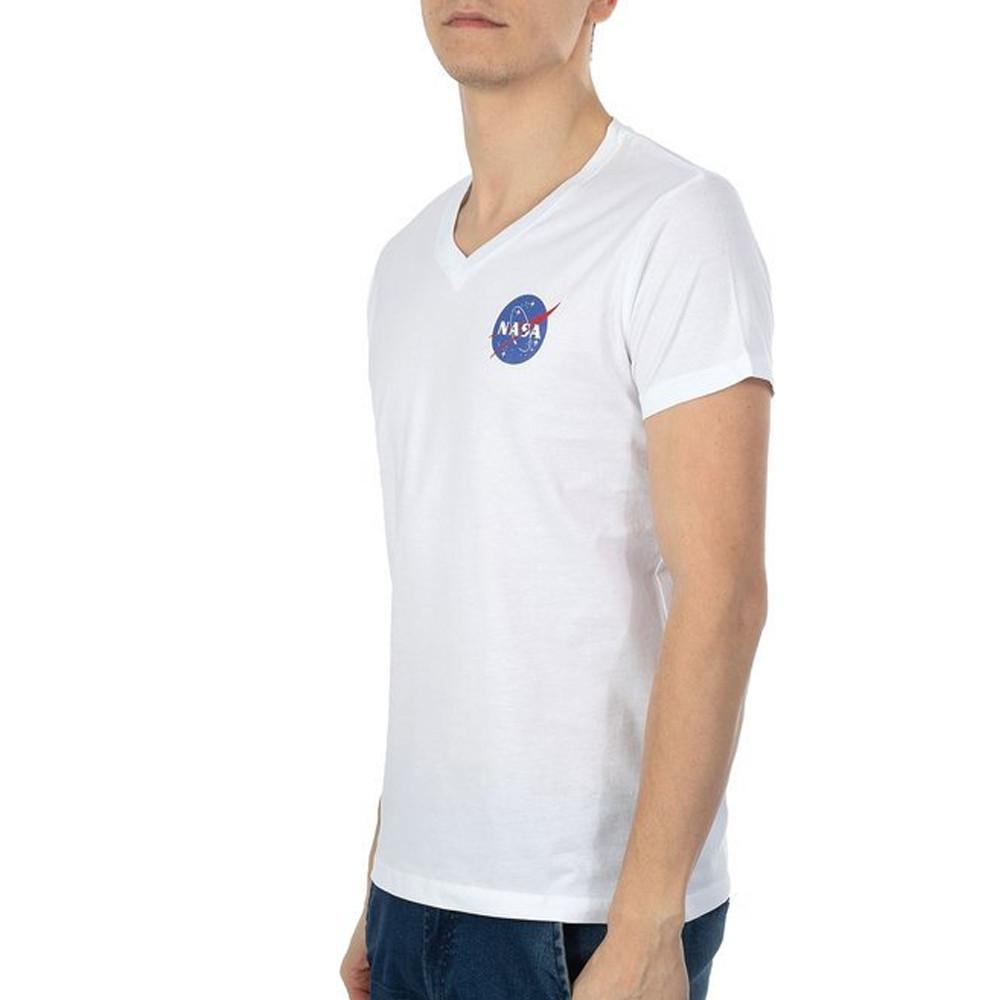 T shirt Blanc Homme Nasa V-Neck Ball pas cher