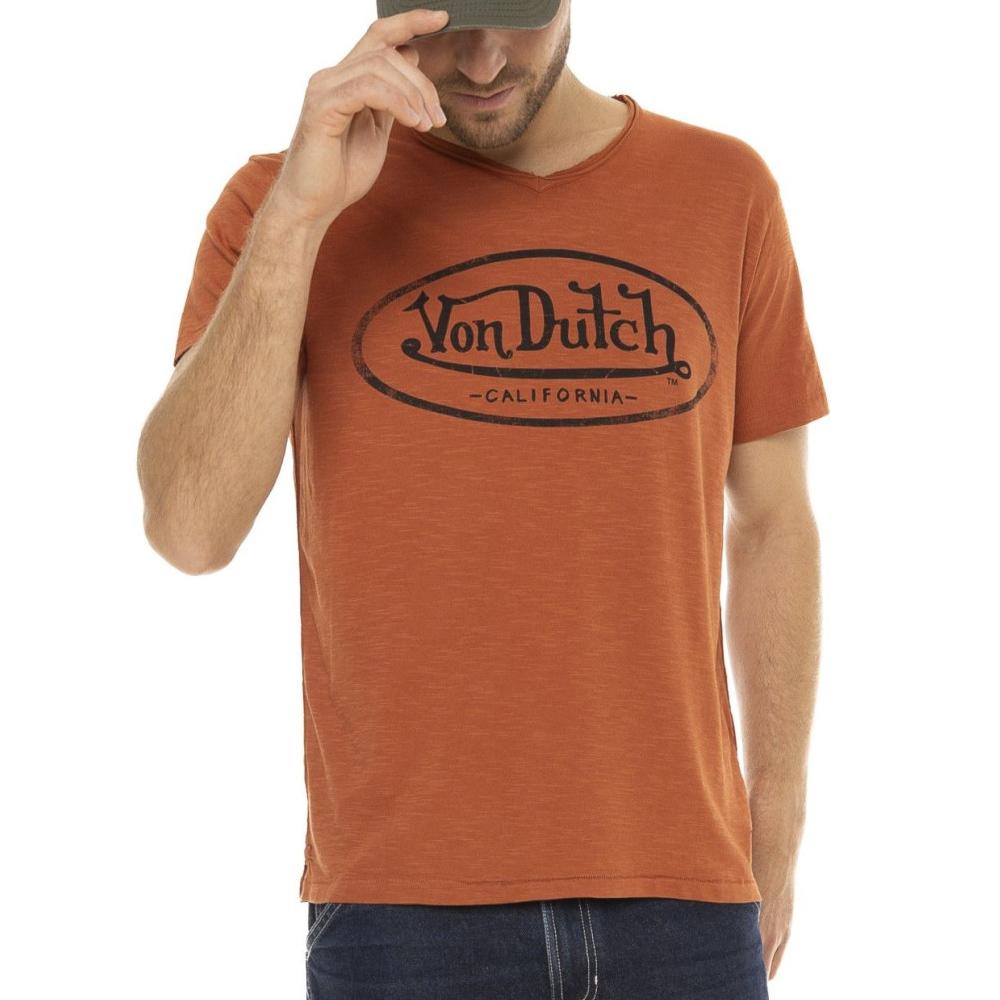 T-shirt Orange Homme Von Dutch RON pas cher
