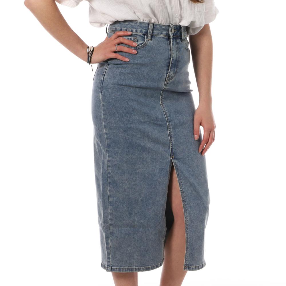 Jupe En Jean Bleu Délavé Femme Monday Premium 366 pas cher