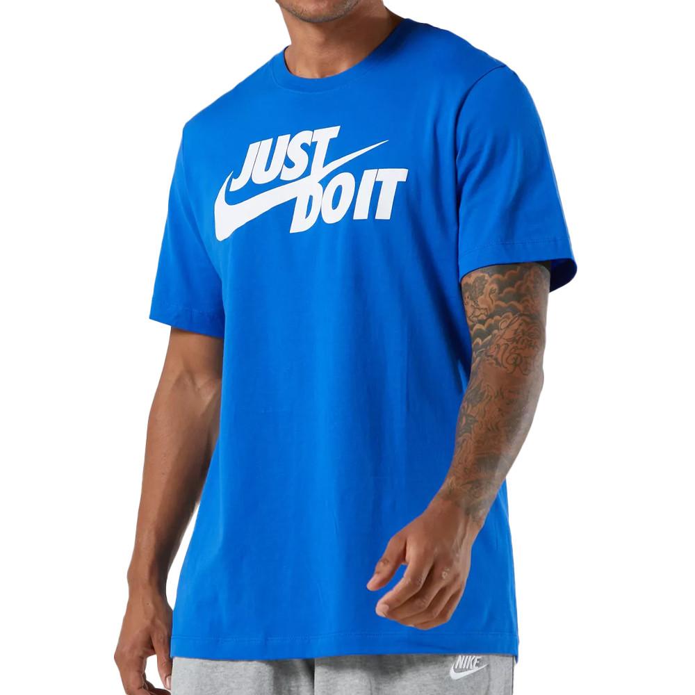 T-shirt Bleu/Blanc Homme Nike Just Do It Swoosh pas cher