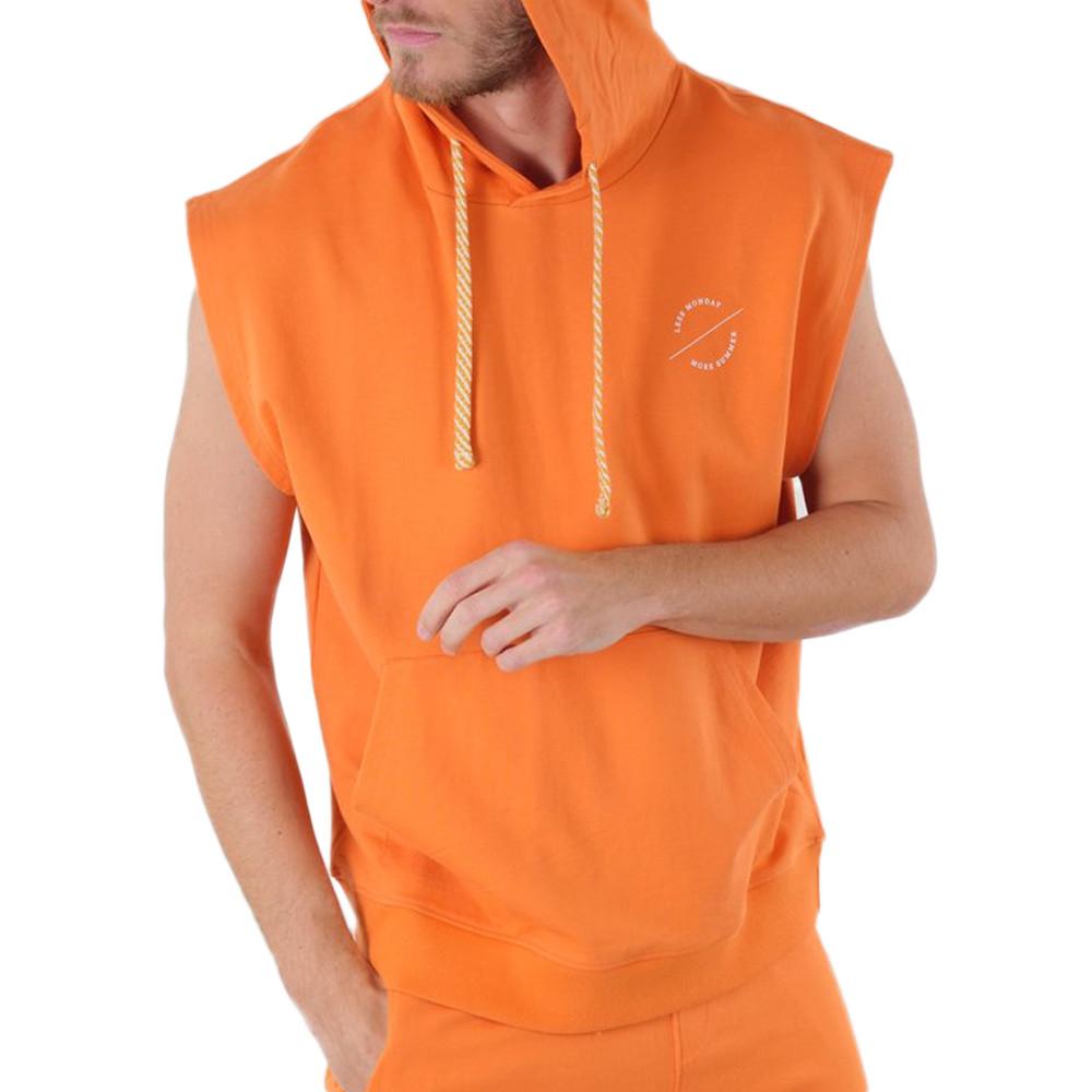 Sweat Manches Courtes Orange Homme Deeluxe Disco pas cher