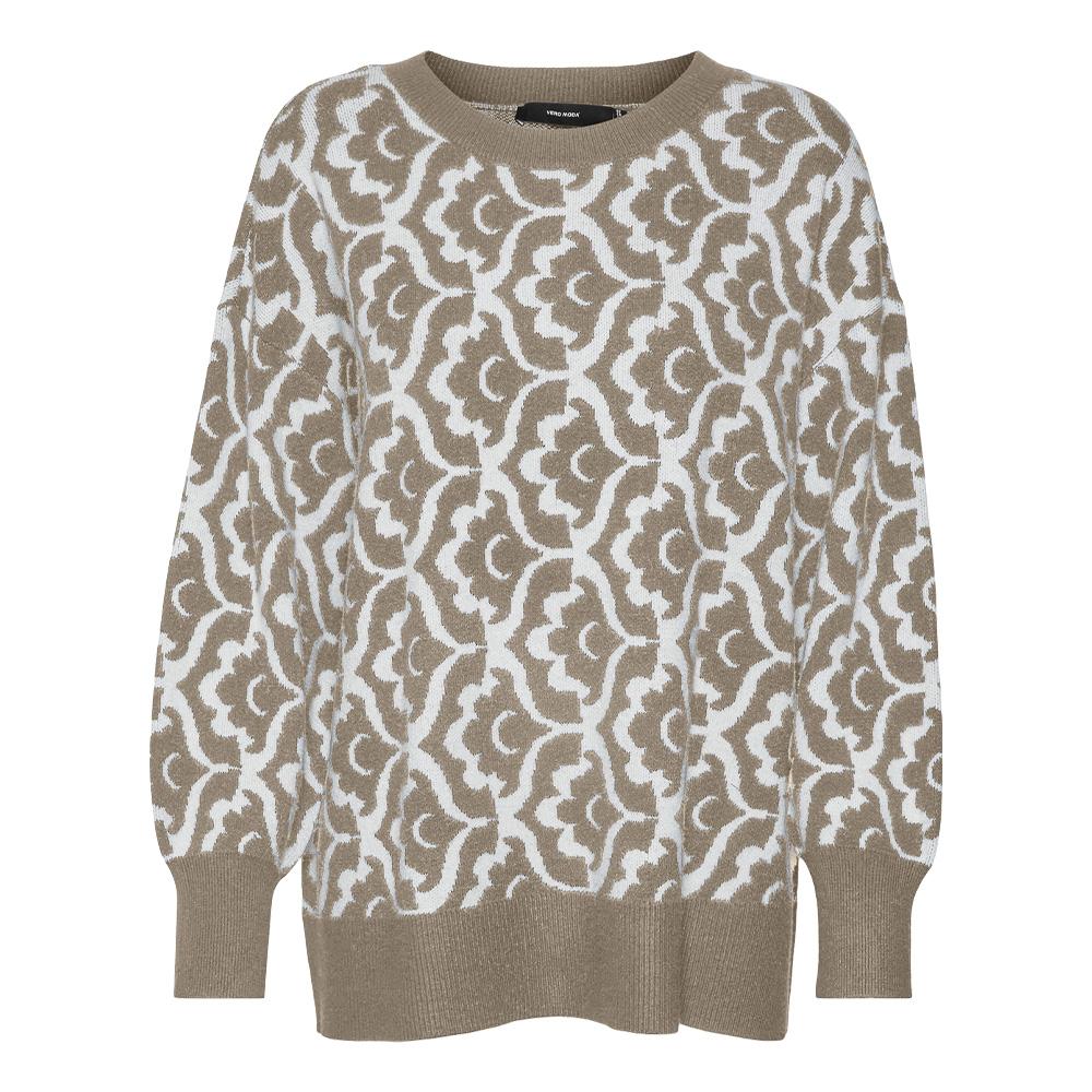 Pull Marron/Blanc Femme Vero Moda Nancy pas cher