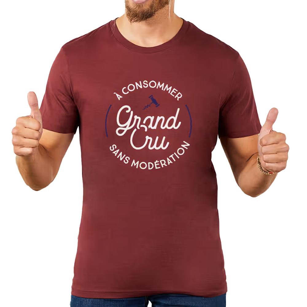 T-shirt Bordeaux Homme Monsieur T-Shirt Grand Cru pas cher