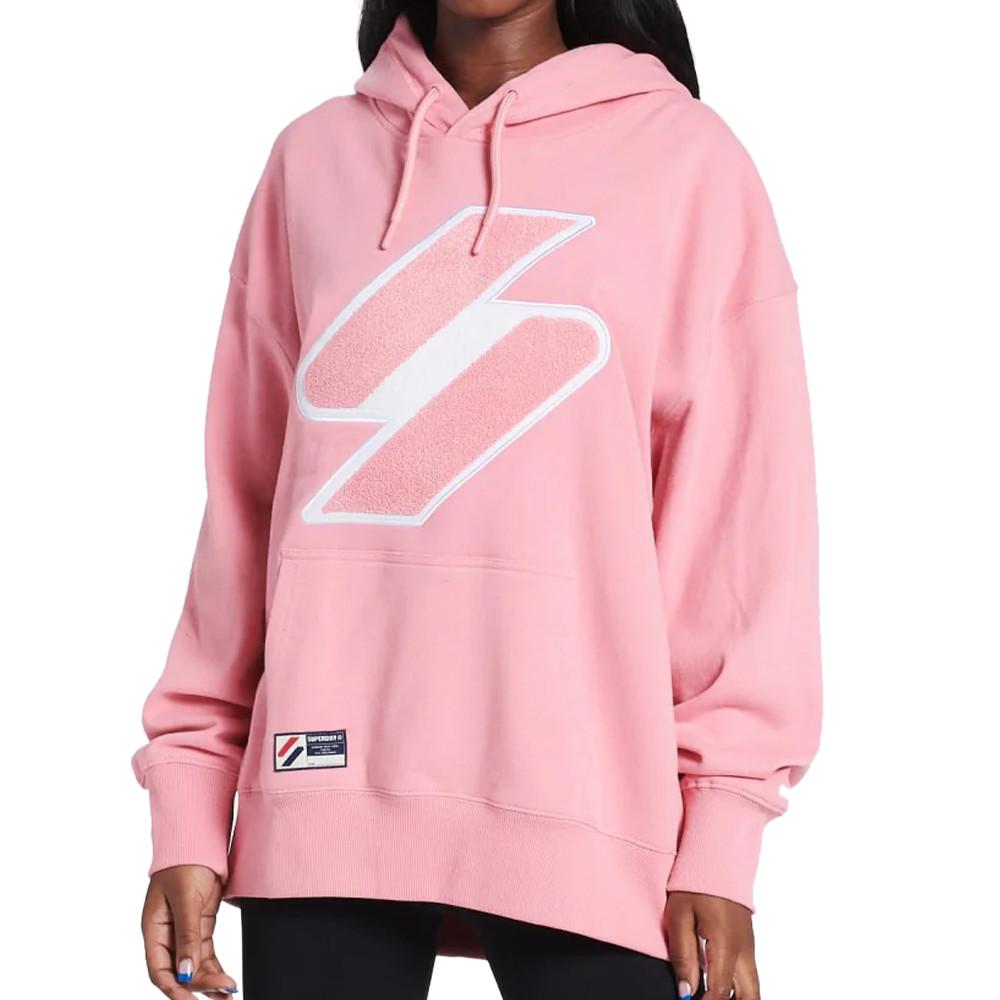 Sweat à capuche Rose Femme Superdry Code Logo pas cher