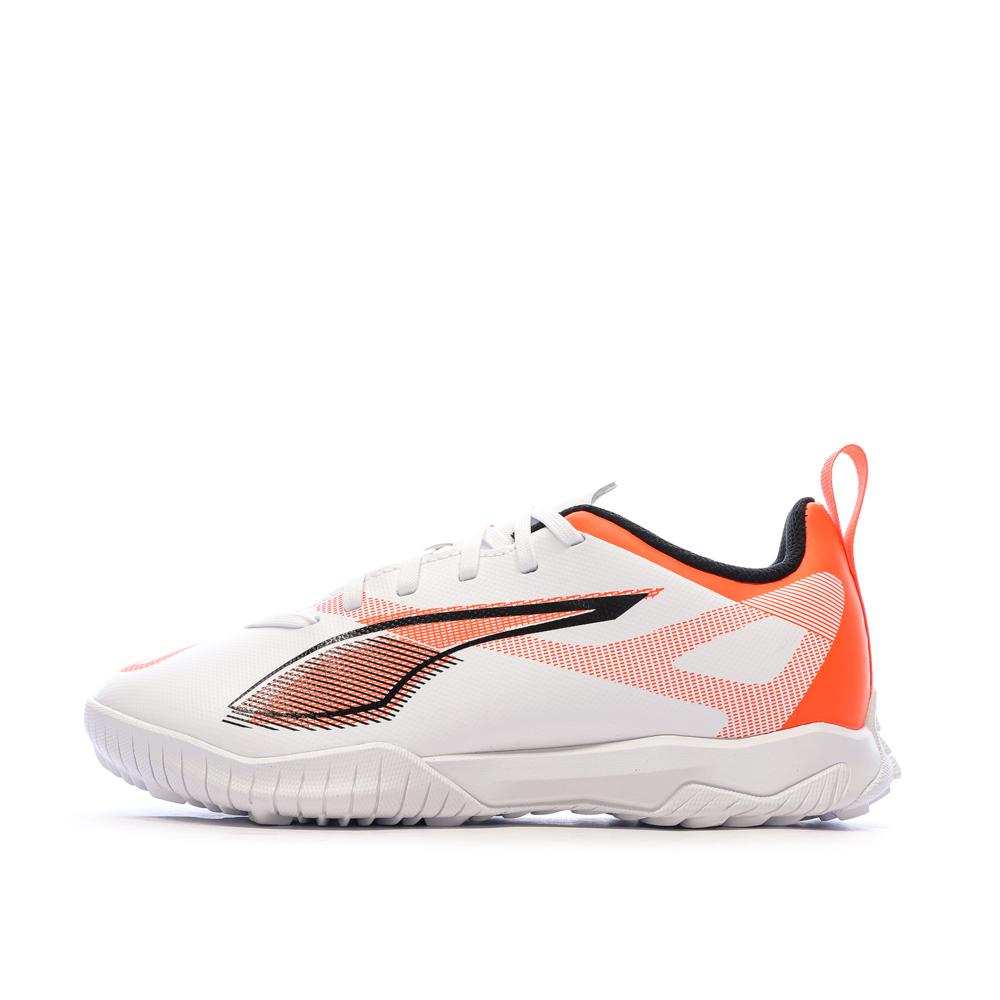 Chaussures de football Blanches/Oranges Garçon Puma Ultra 5 Play pas cher