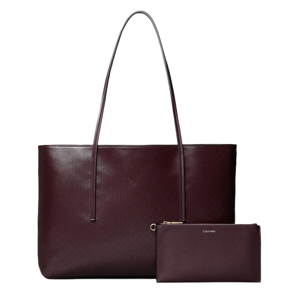 Sac Cabas Bordeaux Femme Calvin Klein Jeans Emblem Aop Tote pas cher