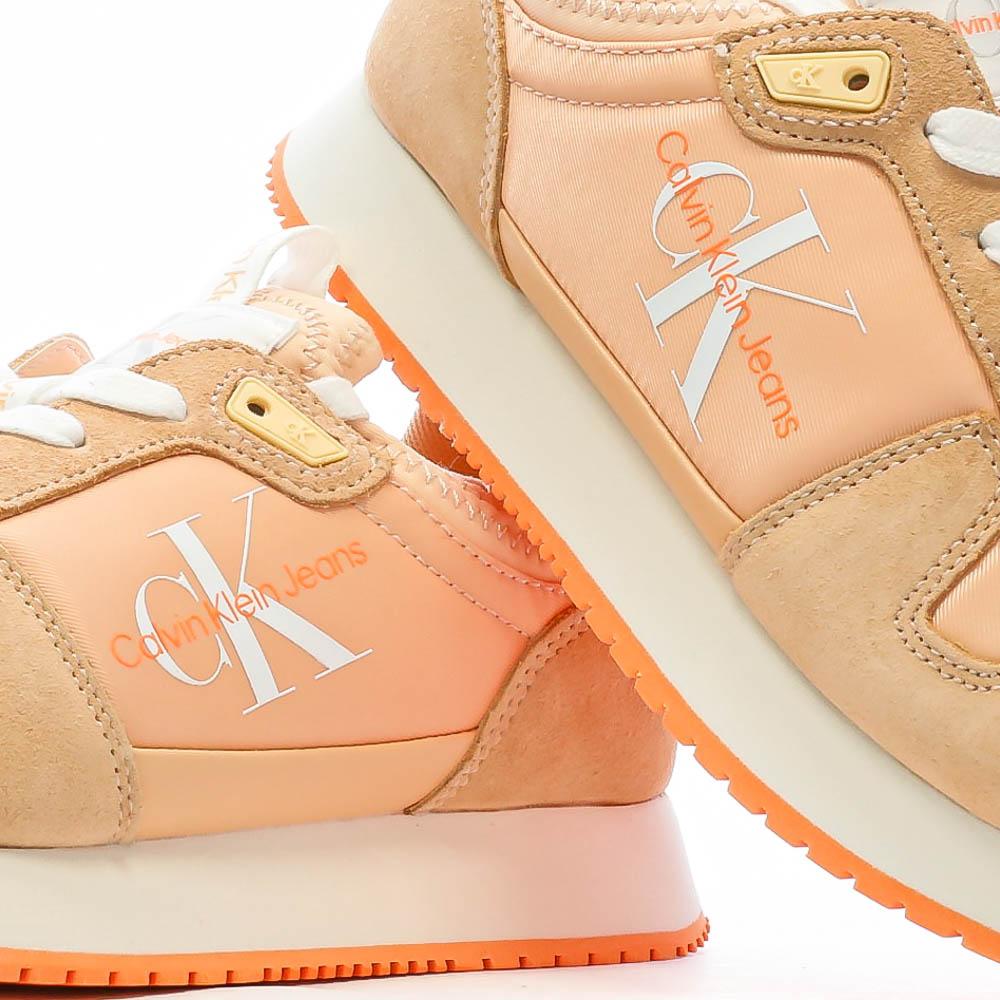 Baskets Orange/Beige Femme Calvin Klein Jeans Runner Sock vue 7