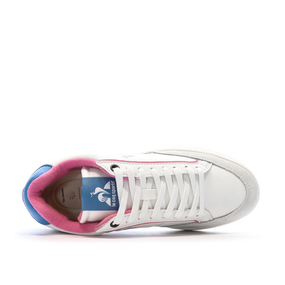 Baskets Blanches/Roses/Bleu Femme Le Coq Sportif Noah vue 4