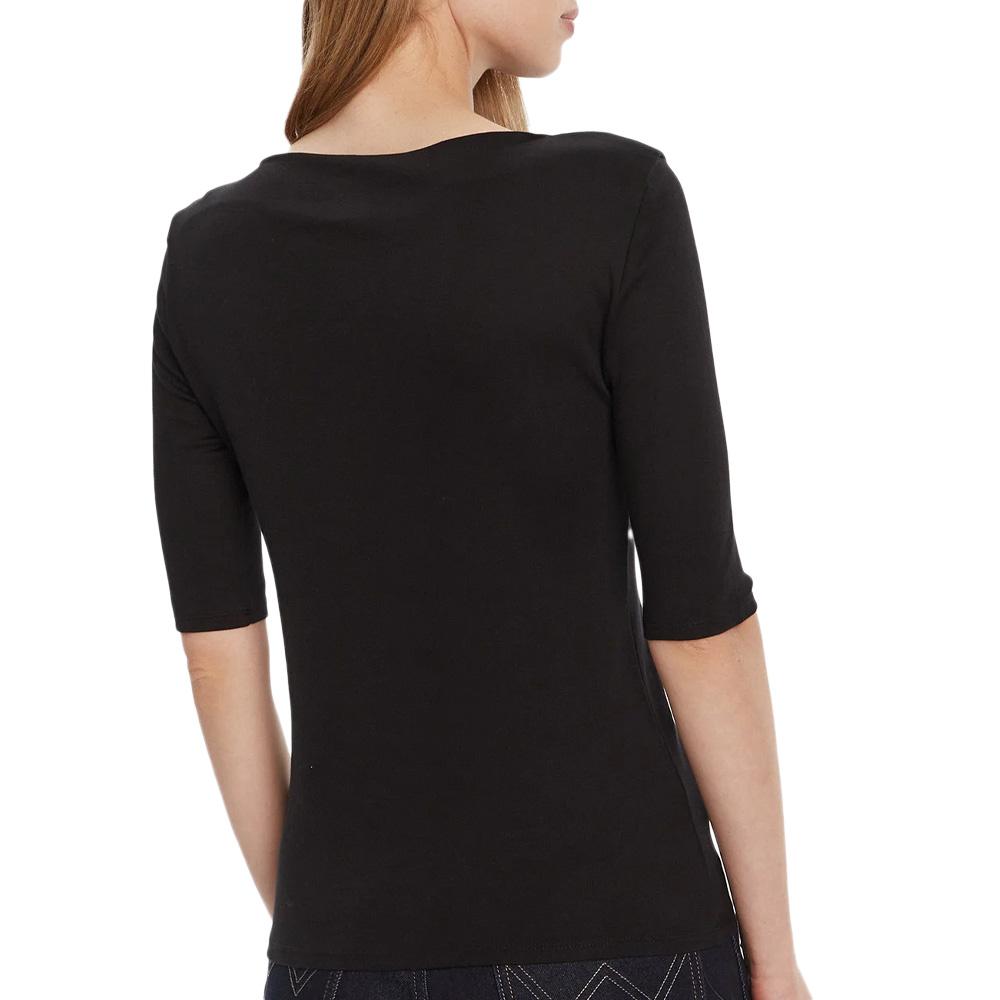 T-Shirt Noir Femme Calvin Klein Jeans Half Supima Boat vue 2