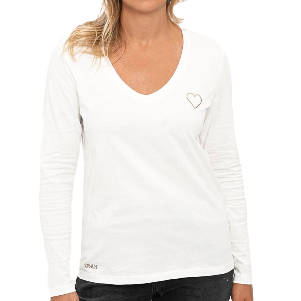 T-shirt manches longues Blanc Femme Only Faye pas cher