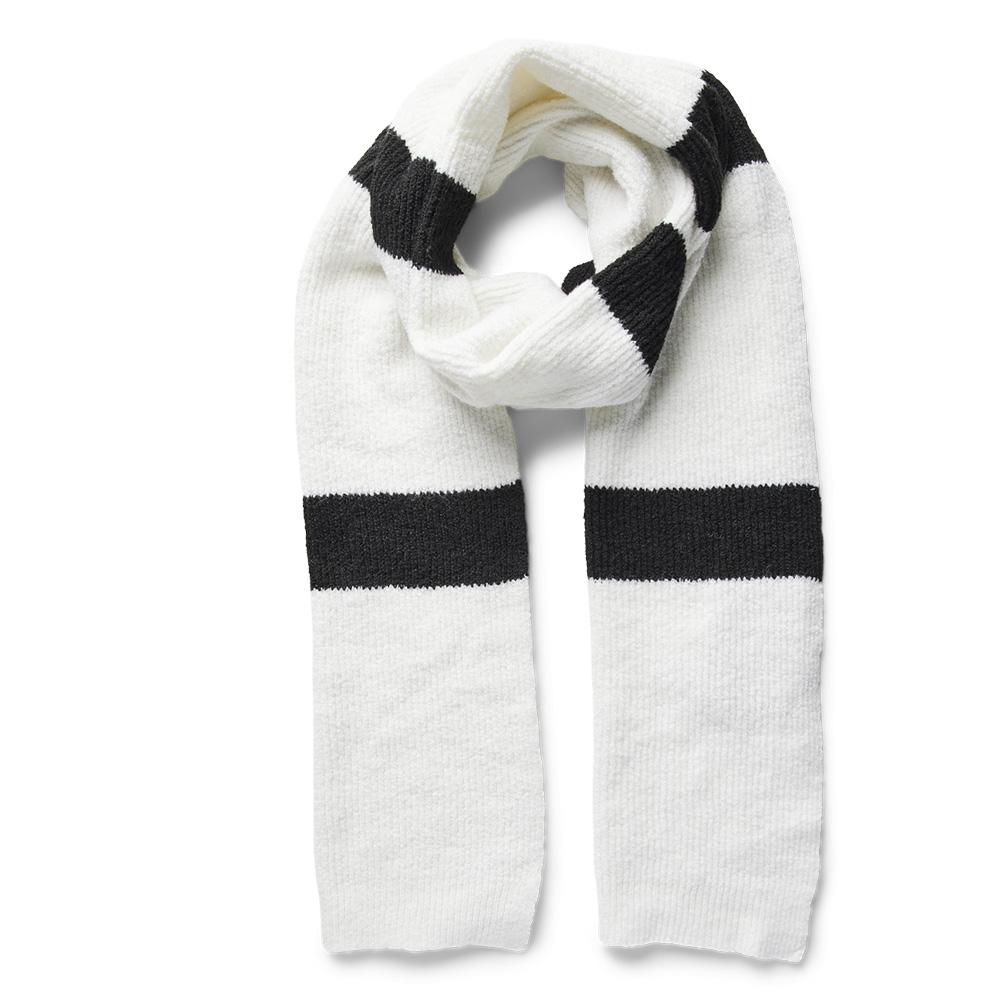 Echarpe Rayure Blanc/Noir Femme Pieces Sana Scarf pas cher